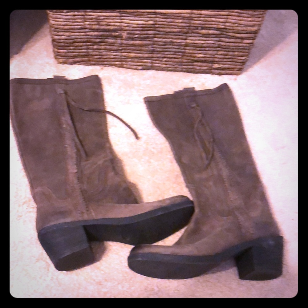 Suede tall boots. Size 11 wide calf. 1 1/2” heel